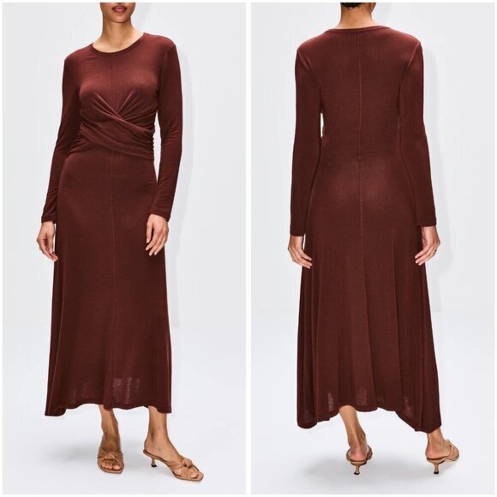 La Ligne Twist Jersey Dress in Cocoa Brown Size XL NWT